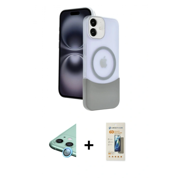 MARSİLYAN™- iPhone 11 Kılıf Kozmos Form Özel Seri - Siyah 6D Mat Seramik Hayalet Nano Ekran Koruyucu + Raze Metal Kamera Lens - MI
