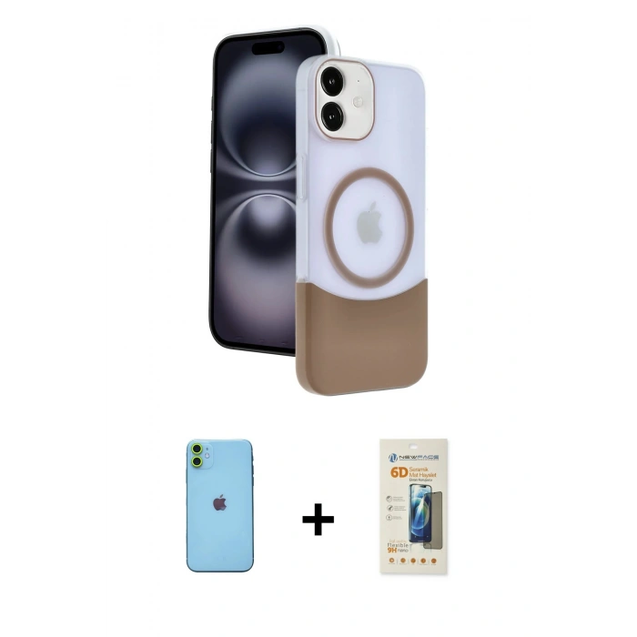 MARSİLYAN™- iPhone 11 Kılıf Kozmos Form Özel Seri - Siyah 6D Mat Seramik Hayalet Nano Ekran Koruyucu + Neon Fosforlu Kamera Lens - YL
