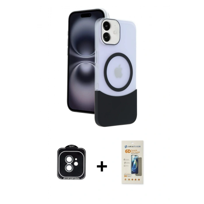 MARSİLYAN™- iPhone 11 Kılıf Kozmos Form Özel Seri - Siyah 6D Mat Seramik Hayalet Nano Ekran Koruyucu + PVD Metal Kamera Lens - YL