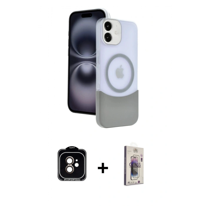 MARSİLYAN™- iPhone 11 Kılıf Kozmos Form Özel Seri - Siyah Bilvis 3D Cam Ekran Koruyucu + PVD Metal Kamera Lens - TU