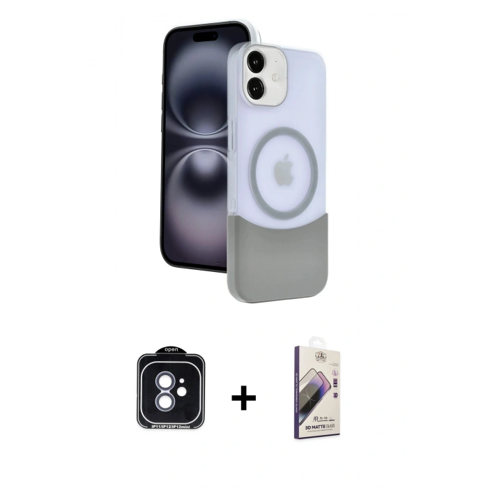MARSİLYAN™- iPhone 11 Kılıf Kozmos Form Özel Seri - Siyah Bilvis 3D Mat Cam Ekran Koruyucu + PVD Metal Kamera Lens - MI