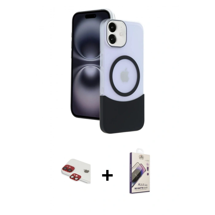 MARSİLYAN™- iPhone 11 Kılıf Kozmos Form Özel Seri - Siyah Bilvis 3D Mat Cam Ekran Koruyucu + Pers Alüminyum Kamera Lens - KI