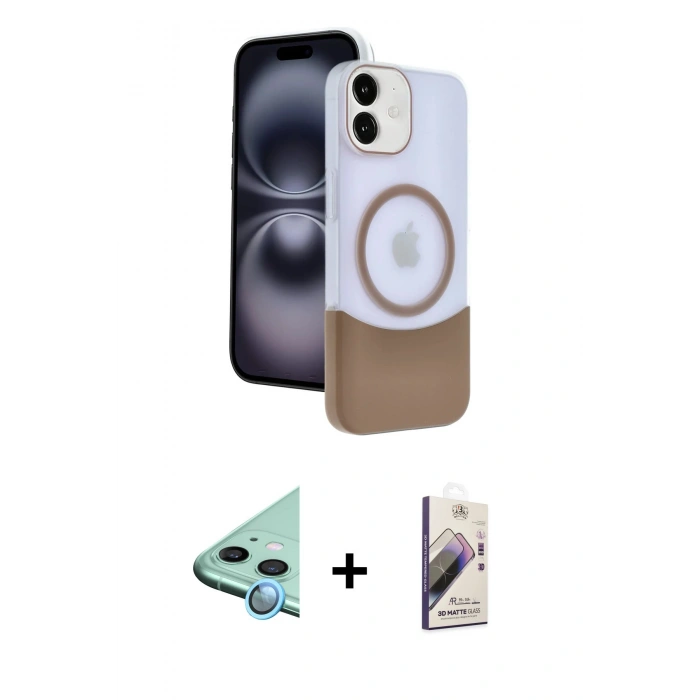 MARSİLYAN™- iPhone 11 Kılıf Kozmos Form Özel Seri - Siyah Bilvis 3D Mat Cam Ekran Koruyucu + Raze Metal Kamera Lens - MI