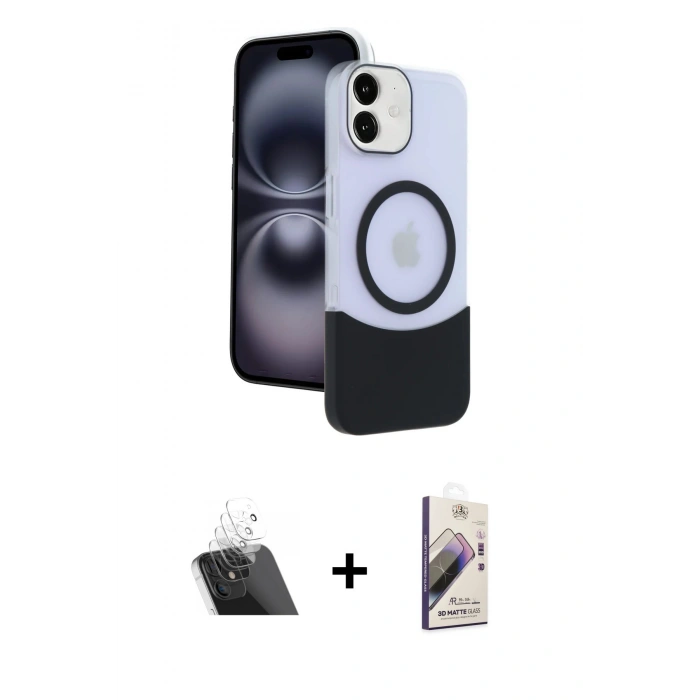 MARSİLYAN™- iPhone 11 Kılıf Kozmos Form Özel Seri - Siyah Bilvis 3D Mat Cam Ekran Koruyucu + Kamera Lens Koruma Cam - SF
