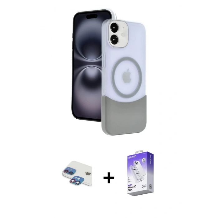 MARSİLYAN™- iPhone 11 Kılıf Kozmos Form Özel Seri - Siyah Bilvis 5in1 3D Magic Cam Ekran Koruyucu + Gökkuşağı Pers Alüminyum Kamera Lens
