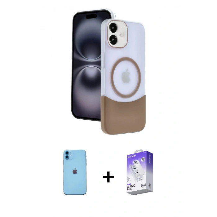 MARSİLYAN™- iPhone 11 Kılıf Kozmos Form Özel Seri - Siyah Bilvis 5in1 3D Magic Cam Ekran Koruyucu + Neon Fosforlu Kamera Lens - MI