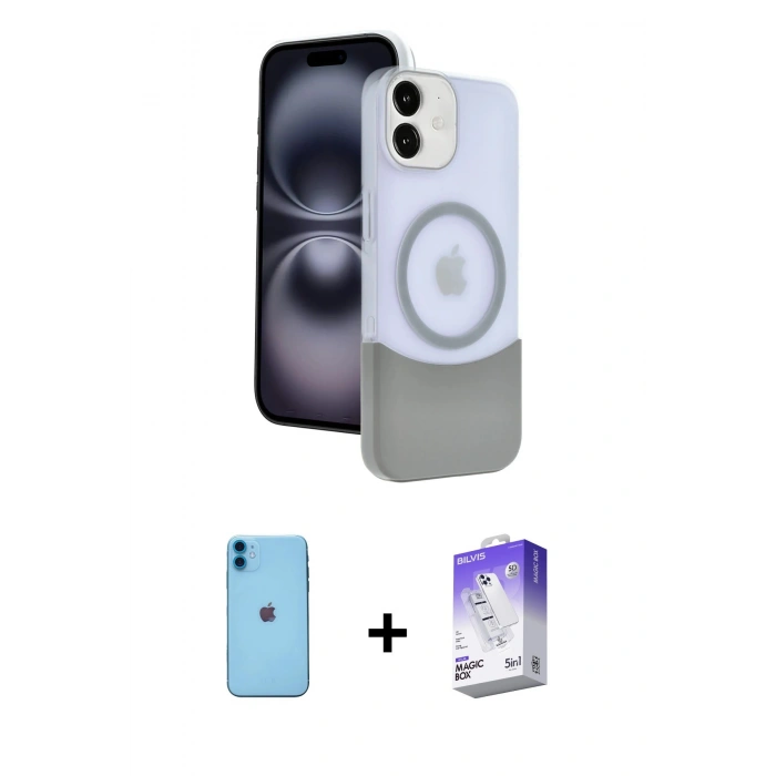 MARSİLYAN™- iPhone 11 Kılıf Kozmos Form Özel Seri - Siyah Bilvis 5in1 3D Magic Cam Ekran Koruyucu + Neon Fosforlu Kamera Lens - MI