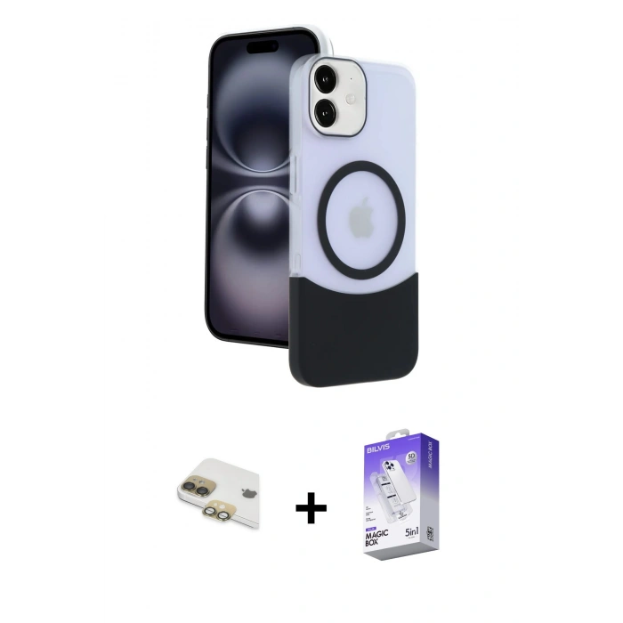 MARSİLYAN™- iPhone 11 Kılıf Kozmos Form Özel Seri - Siyah Bilvis 5in1 3D Magic Cam Ekran Koruyucu + Pers Alüminyum Kamera Lens - GD