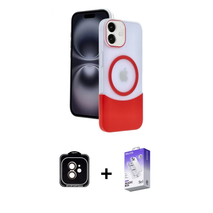MARSİLYAN™- iPhone 11 Kılıf Kozmos Form Özel Seri - Siyah Bilvis 5in1 3D Magic Cam Ekran Koruyucu + PVD Metal Kamera Lens - TU