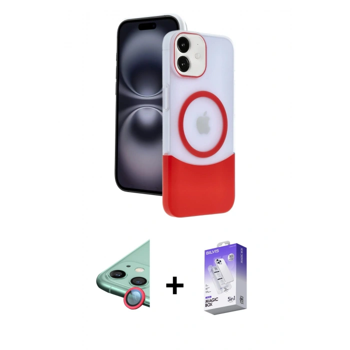 MARSİLYAN™- iPhone 11 Kılıf Kozmos Form Özel Seri - Siyah Bilvis 5in1 3D Magic Cam Ekran Koruyucu + Raze Metal Kamera Lens - KI