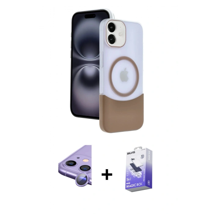 MARSİLYAN™- iPhone 11 Kılıf Kozmos Form Özel Seri - Siyah Bilvis 5in1 5D Magic Hayalet Cam Ekran Koruyucu + Raze Metal Kamera Lens - MR