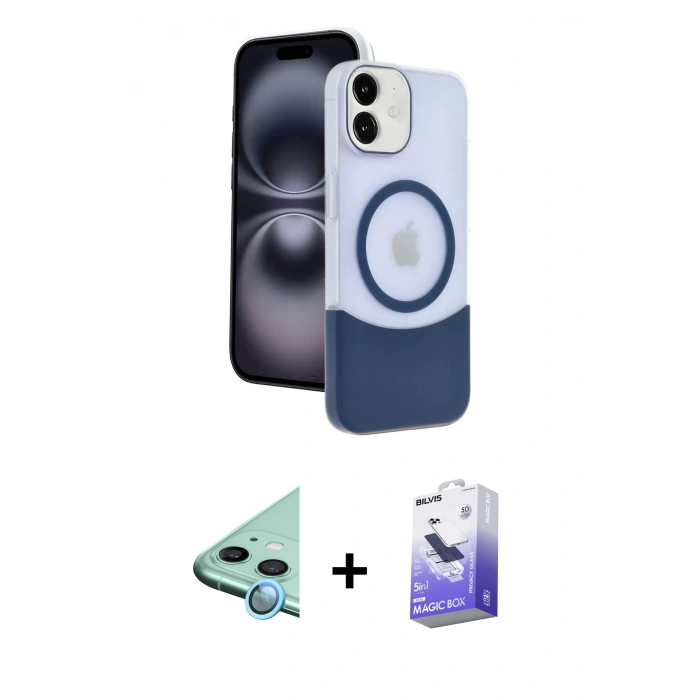 MARSİLYAN™- iPhone 11 Kılıf Kozmos Form Özel Seri - Siyah Bilvis 5in1 5D Magic Hayalet Cam Ekran Koruyucu + Raze Metal Kamera Lens - MI