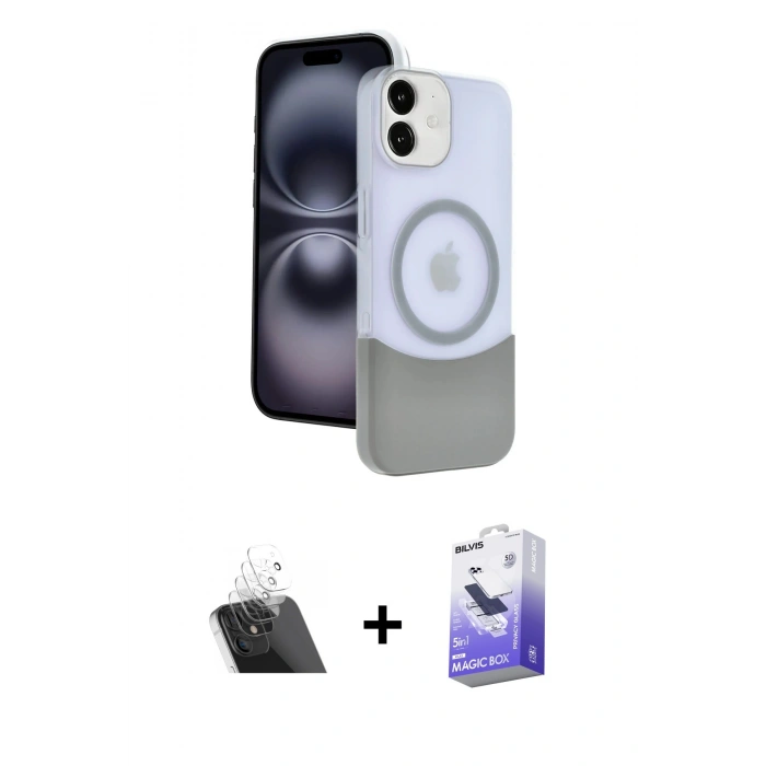 MARSİLYAN™- iPhone 11 Kılıf Kozmos Form Özel Seri - Siyah Bilvis 5in1 5D Magic Hayalet Cam Ekran Koruyucu + Kamera Lens Koruma Cam - SF