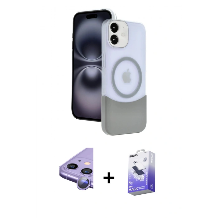 MARSİLYAN™- iPhone 11 Kılıf Kozmos Form Özel Seri - Siyah Bilvis 5in1 5D Magic Hayalet Cam Ekran Koruyucu + Raze Metal Kamera Lens - MR