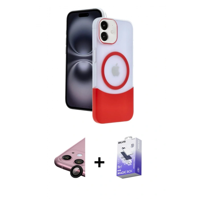 MARSİLYAN™- iPhone 11 Kılıf Kozmos Form Özel Seri - Siyah Bilvis 5in1 5D Magic Hayalet Cam Ekran Koruyucu + Siyah Raze Metal Kamera Lens