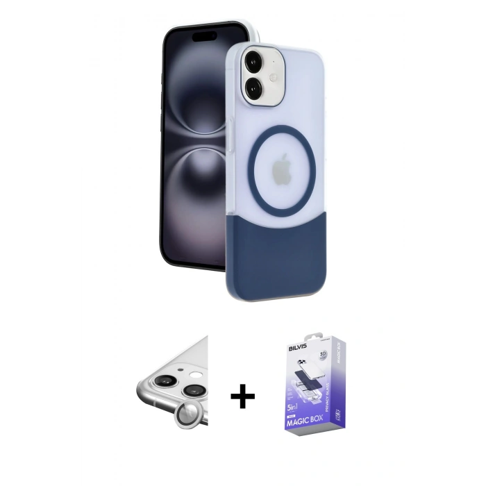 MARSİLYAN™- iPhone 11 Kılıf Kozmos Form Özel Seri - Siyah Bilvis 5in1 5D Magic Hayalet Cam Ekran Koruyucu + Raze Metal Kamera Lens - GS