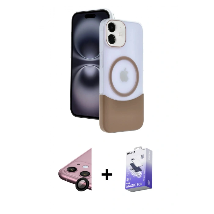 MARSİLYAN™- iPhone 11 Kılıf Kozmos Form Özel Seri - Siyah Bilvis 5in1 5D Magic Hayalet Cam Ekran Koruyucu + Siyah Raze Metal Kamera Lens