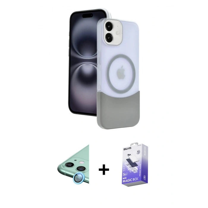 MARSİLYAN™- iPhone 11 Kılıf Kozmos Form Özel Seri - Siyah Bilvis 5in1 5D Magic Hayalet Cam Ekran Koruyucu + Raze Metal Kamera Lens - MI