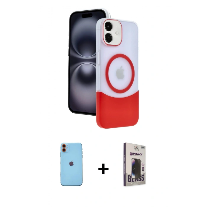 MARSİLYAN™- iPhone 11 Kılıf Kozmos Form Özel Seri - Siyah Bilvis Hayalet Cam Ekran Koruyucu + Neon Fosforlu Kamera Lens - TU