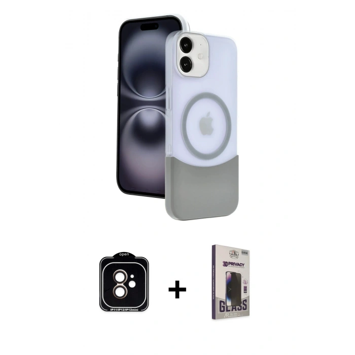 MARSİLYAN™- iPhone 11 Kılıf Kozmos Form Özel Seri - Siyah Bilvis Hayalet Cam Ekran Koruyucu + PVD Metal Kamera Lens - TU