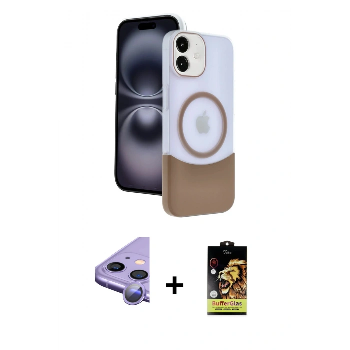 MARSİLYAN™- iPhone 11 Kılıf Kozmos Form Özel Seri - Siyah Buffer Cam Ekran Koruyucu + Mor Raze Metal Kamera Lens