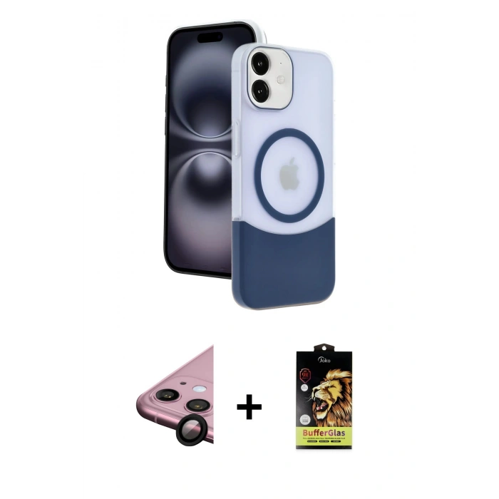 MARSİLYAN™- iPhone 11 Kılıf Kozmos Form Özel Seri - Siyah Buffer Cam Ekran Koruyucu + Raze Metal Kamera Lens - SH