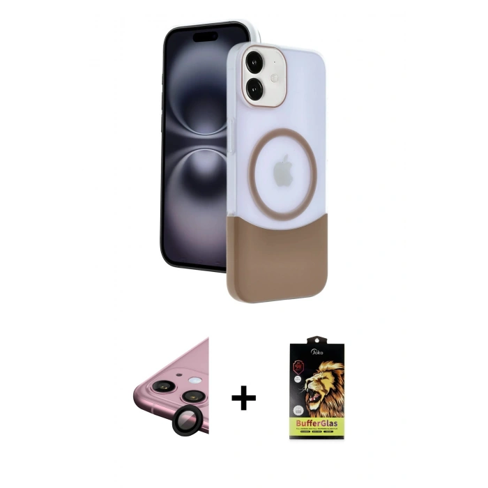 MARSİLYAN™- iPhone 11 Kılıf Kozmos Form Özel Seri - Siyah Buffer Cam Ekran Koruyucu + Raze Metal Kamera Lens - SH