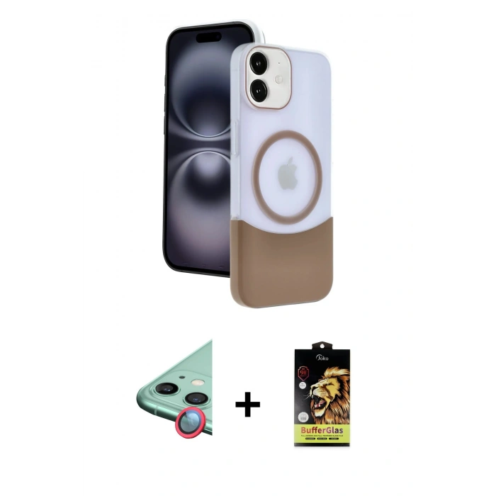 MARSİLYAN™- iPhone 11 Kılıf Kozmos Form Özel Seri - Siyah Buffer Cam Ekran Koruyucu + Raze Metal Kamera Lens - KI
