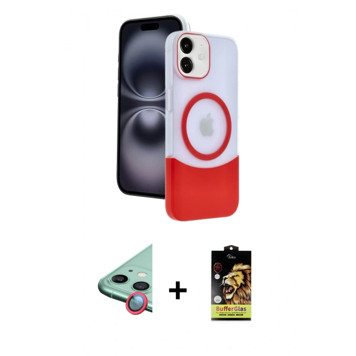 MARSİLYAN™- iPhone 11 Kılıf Kozmos Form Özel Seri - Siyah Buffer Cam Ekran Koruyucu + Raze Metal Kamera Lens - KI