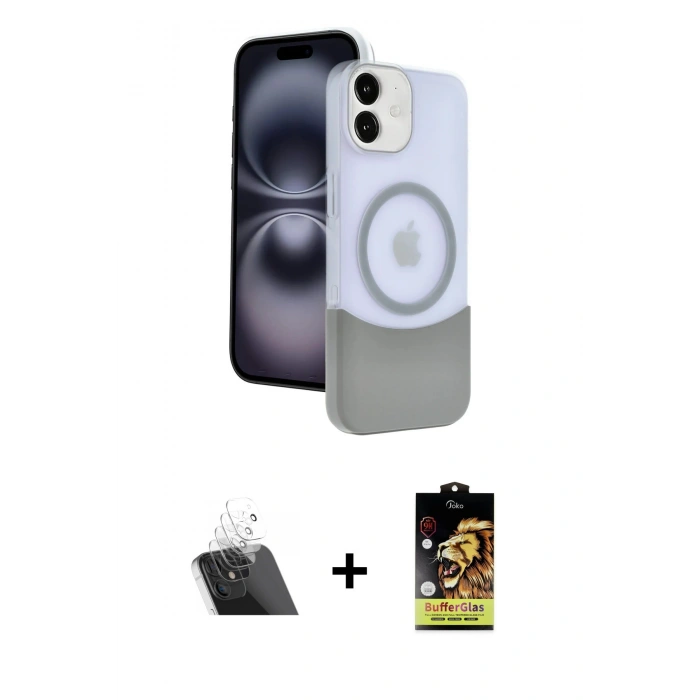 MARSİLYAN™- iPhone 11 Kılıf Kozmos Form Özel Seri - Siyah Buffer Cam Ekran Koruyucu + Şeffaf Kamera Lens Koruma Cam