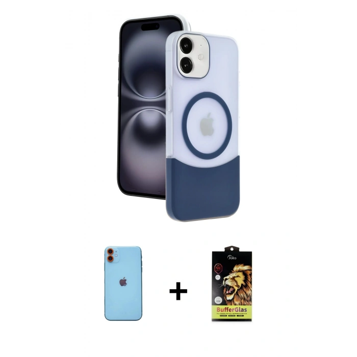 MARSİLYAN™- iPhone 11 Kılıf Kozmos Form Özel Seri - Siyah Buffer Cam Ekran Koruyucu + Neon Fosforlu Kamera Lens - TU