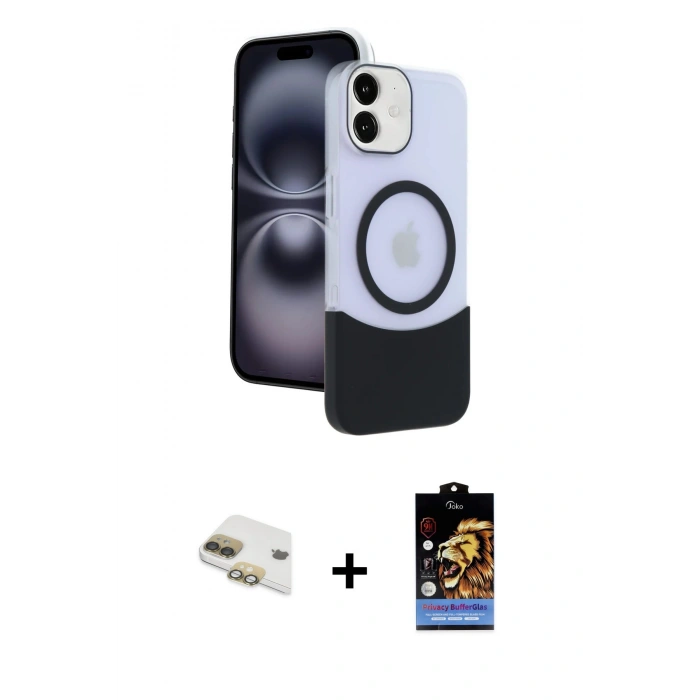 MARSİLYAN™- iPhone 11 Kılıf Kozmos Form Özel Seri - Siyah Buffer Hayalet Cam Ekran Koruyucu + Pers Alüminyum Kamera Lens - GD
