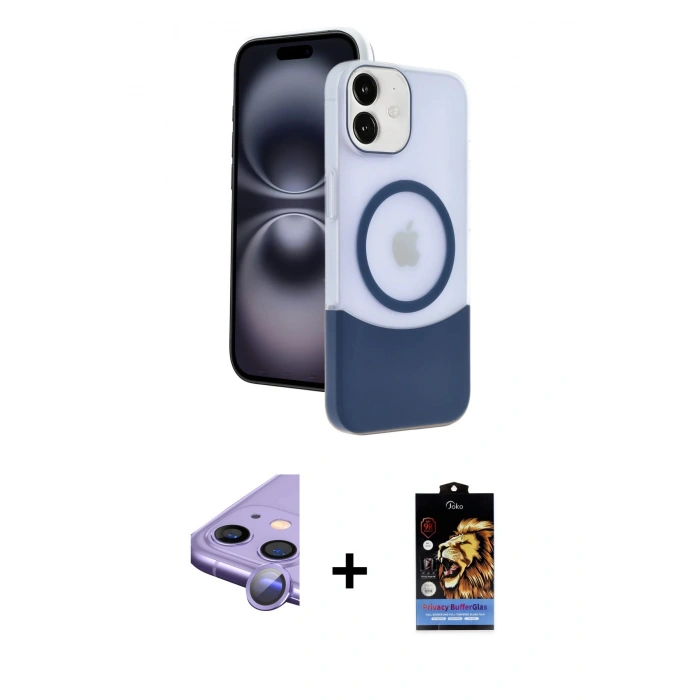 MARSİLYAN™- iPhone 11 Kılıf Kozmos Form Özel Seri - Siyah Buffer Hayalet Cam Ekran Koruyucu + Raze Metal Kamera Lens - MR