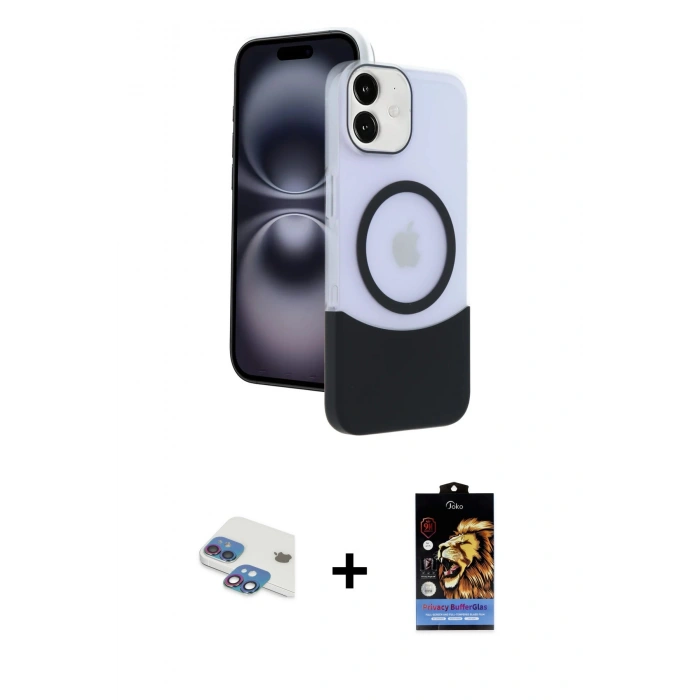 MARSİLYAN™- iPhone 11 Kılıf Kozmos Form Özel Seri - Siyah Buffer Hayalet Cam Ekran Koruyucu + Pers Alüminyum Kamera Lens - GI
