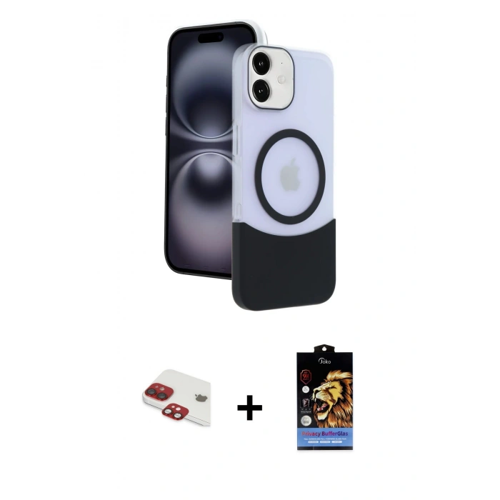 MARSİLYAN™- iPhone 11 Kılıf Kozmos Form Özel Seri - Siyah Buffer Hayalet Cam Ekran Koruyucu + Pers Alüminyum Kamera Lens - KI