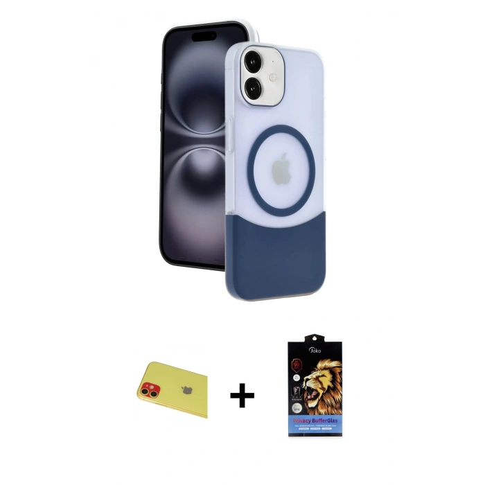MARSİLYAN™- iPhone 11 Kılıf Kozmos Form Özel Seri - Siyah Buffer Hayalet Cam Ekran Koruyucu + Rainbow Kamera Lens Koruma Cam - KI