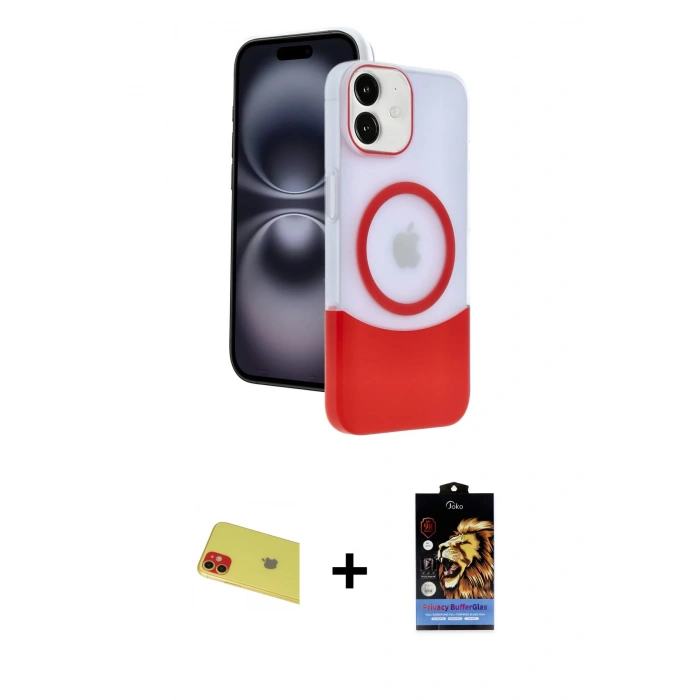 MARSİLYAN™- iPhone 11 Kılıf Kozmos Form Özel Seri - Siyah Buffer Hayalet Cam Ekran Koruyucu + Rainbow Kamera Lens Koruma Cam - KI