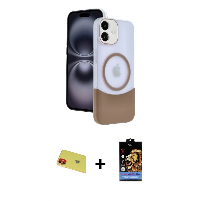 MARSİLYAN™- iPhone 11 Kılıf Kozmos Form Özel Seri - Siyah Buffer Hayalet Cam Ekran Koruyucu + Rainbow Kamera Lens Koruma Cam - KI