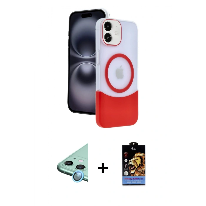 MARSİLYAN™- iPhone 11 Kılıf Kozmos Form Özel Seri - Siyah Buffer Hayalet Cam Ekran Koruyucu + Raze Metal Kamera Lens - MI