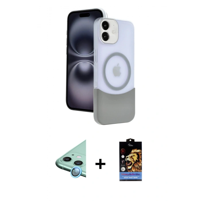 MARSİLYAN™- iPhone 11 Kılıf Kozmos Form Özel Seri - Siyah Buffer Hayalet Cam Ekran Koruyucu + Raze Metal Kamera Lens - MI