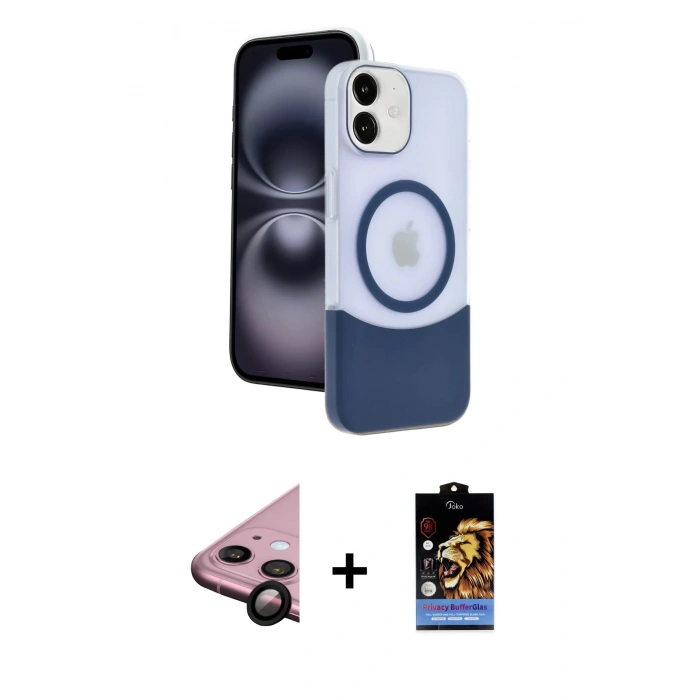 MARSİLYAN™- iPhone 11 Kılıf Kozmos Form Özel Seri - Siyah Buffer Hayalet Cam Ekran Koruyucu + Raze Metal Kamera Lens - SH