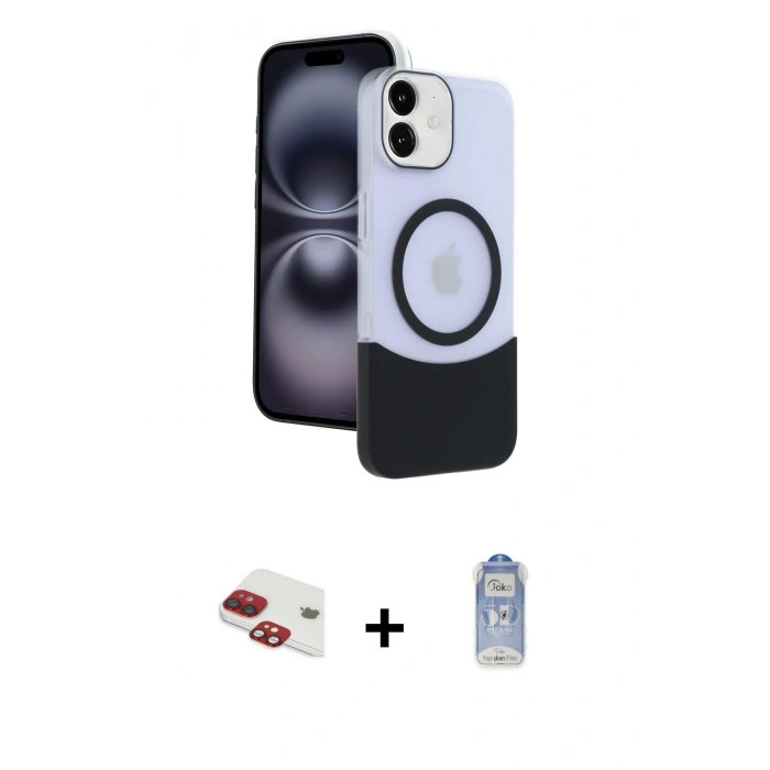 MARSİLYAN™- iPhone 11 Kılıf Kozmos Form Özel Seri - Siyah Joko Magic 5D Cam + Pers Alüminyum Kamera Lens - KI