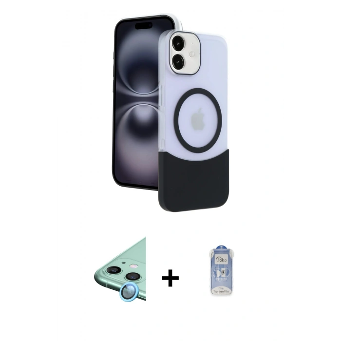MARSİLYAN™- iPhone 11 Kılıf Kozmos Form Özel Seri - Siyah Joko Magic 5D Cam + Raze Metal Kamera Lens - MI