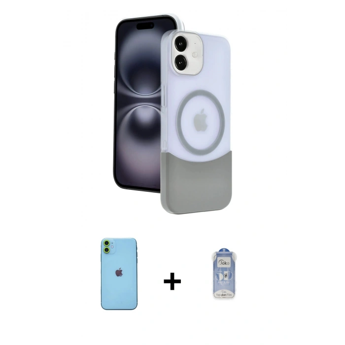 MARSİLYAN™- iPhone 11 Kılıf Kozmos Form Özel Seri - Siyah Joko Magic 5D Cam + Neon Fosforlu Kamera Lens - YL