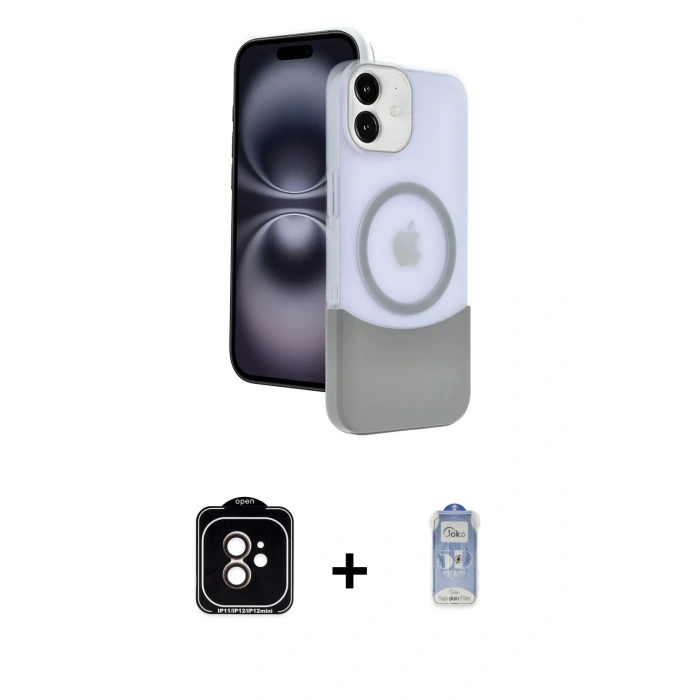 MARSİLYAN™- iPhone 11 Kılıf Kozmos Form Özel Seri - Siyah Joko Magic 5D Cam + PVD Metal Kamera Lens - TU