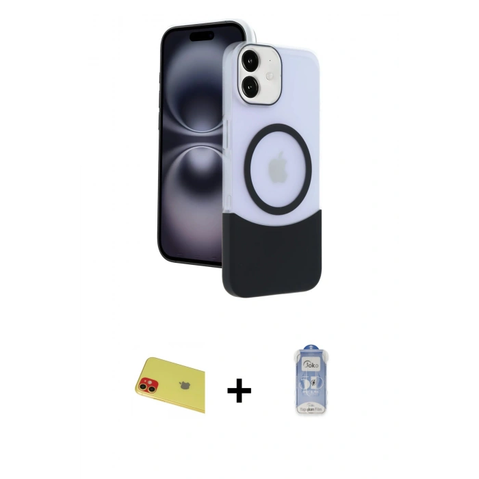 MARSİLYAN™- iPhone 11 Kılıf Kozmos Form Özel Seri - Siyah Joko Magic 5D Cam + Rainbow Kamera Lens Koruma Cam - KI