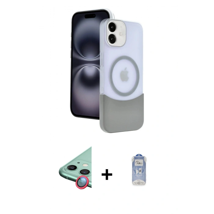 MARSİLYAN™- iPhone 11 Kılıf Kozmos Form Özel Seri - Siyah Joko Magic 5D Cam + Raze Metal Kamera Lens - KI
