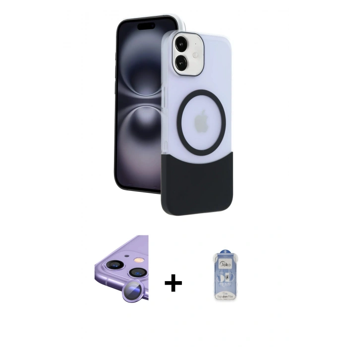 MARSİLYAN™- iPhone 11 Kılıf Kozmos Form Özel Seri - Siyah Joko Magic 5D Cam + Raze Metal Kamera Lens - MR