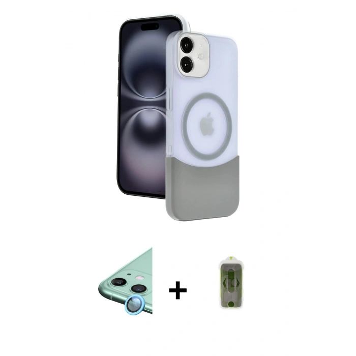 MARSİLYAN™- iPhone 11 Kılıf Kozmos Form Özel Seri - Siyah Joko Magic 5D Hayalet Cam + Mavi Raze Metal Kamera Lens