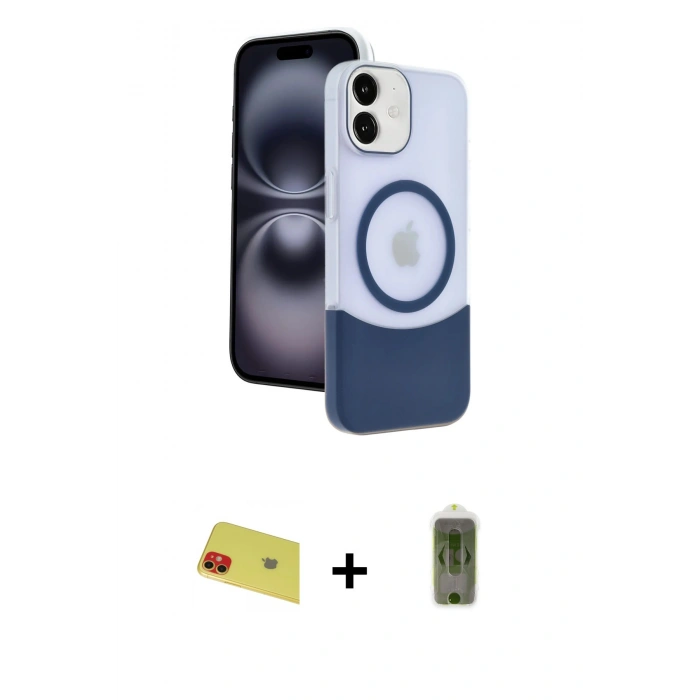 MARSİLYAN™- iPhone 11 Kılıf Kozmos Form Özel Seri - Siyah Joko Magic 5D Hayalet Cam + Rainbow Kamera Lens Koruma Cam - KI